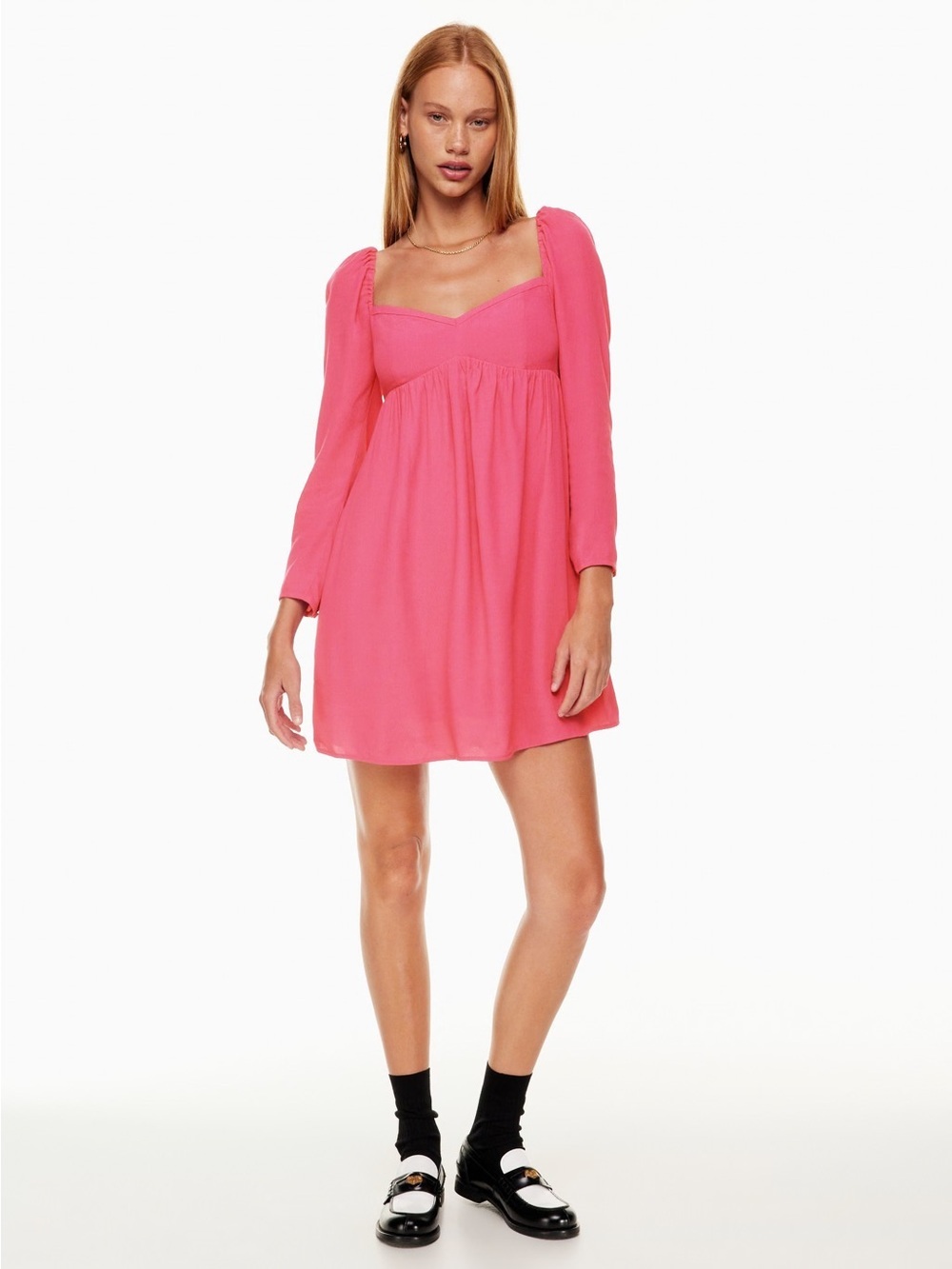 Aritzia Halle Mini Dress L Hot Pink Princess Seam Pebbled Crepe Y2K